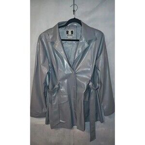 Y2K Glossy Metallic Grey Trench Coat / Rain Jacket